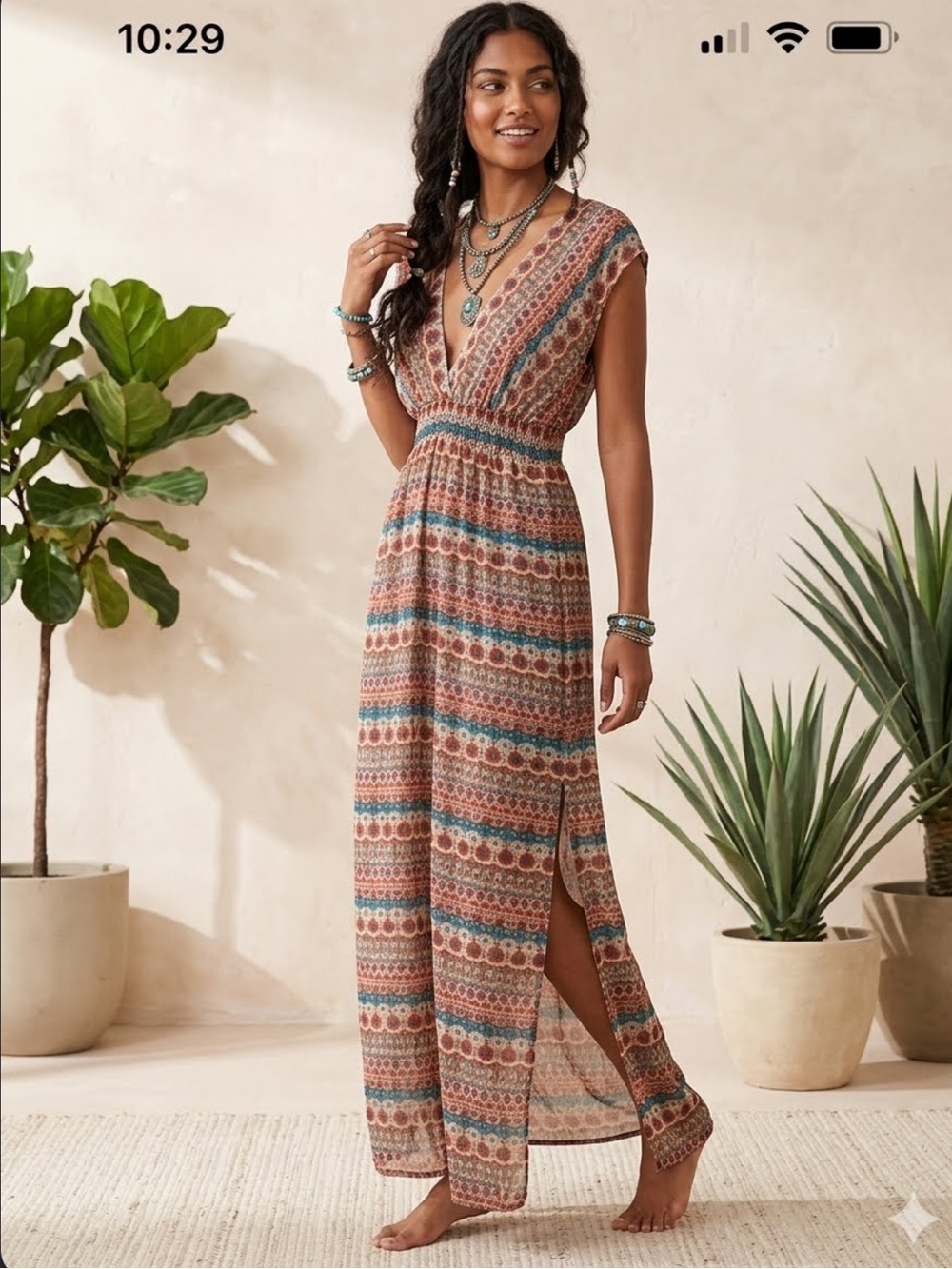 Forever 21 bohemian multi colored maxi dress